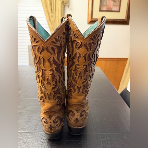Corral Tan and Teal Western Boots - Picture 5 of 8